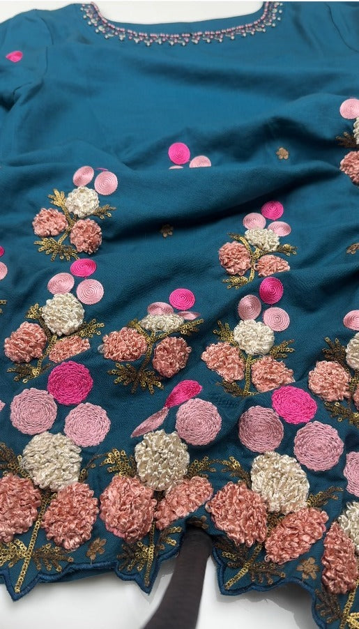 2 Piece - Stitched Embroidered Dhanak Suit